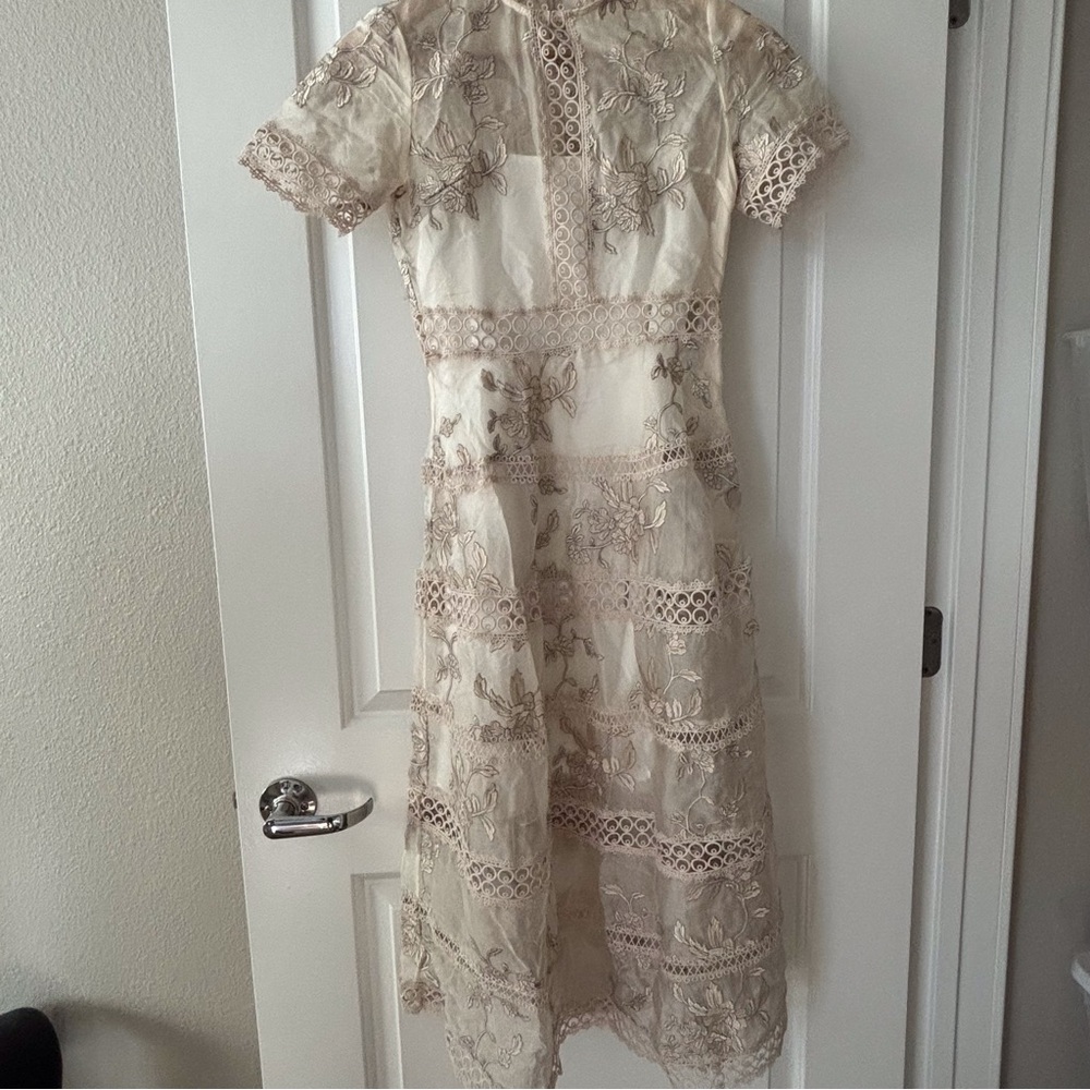 NWOT zimmermann romance  Lace Dress in Cream and Tan - Picture 4 of 10